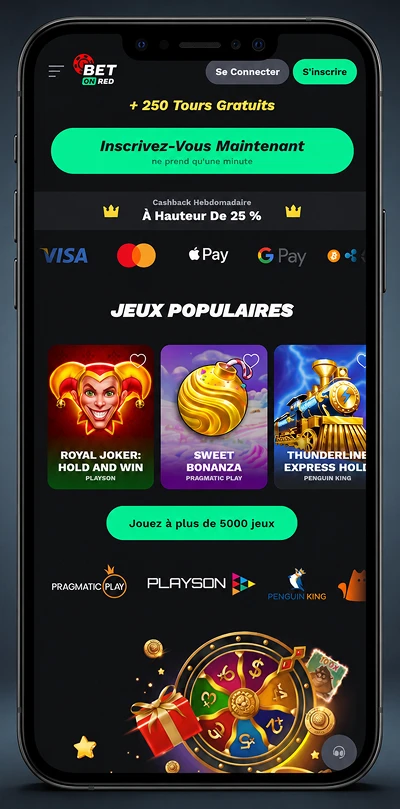 Aperçu de l’application mobile Bet On Red